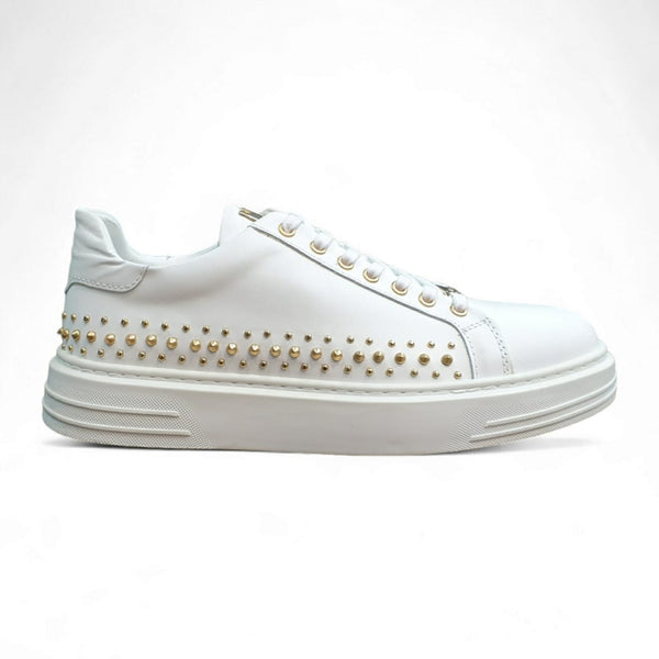 PALZINI SNEAKER - WHITE WITH GOLD STUDS